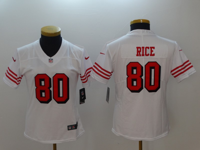 Women San Francisco 49ers #80 Rice White Color Rush Nike Vapor Untouchable Limited Playe NFL Jerseys